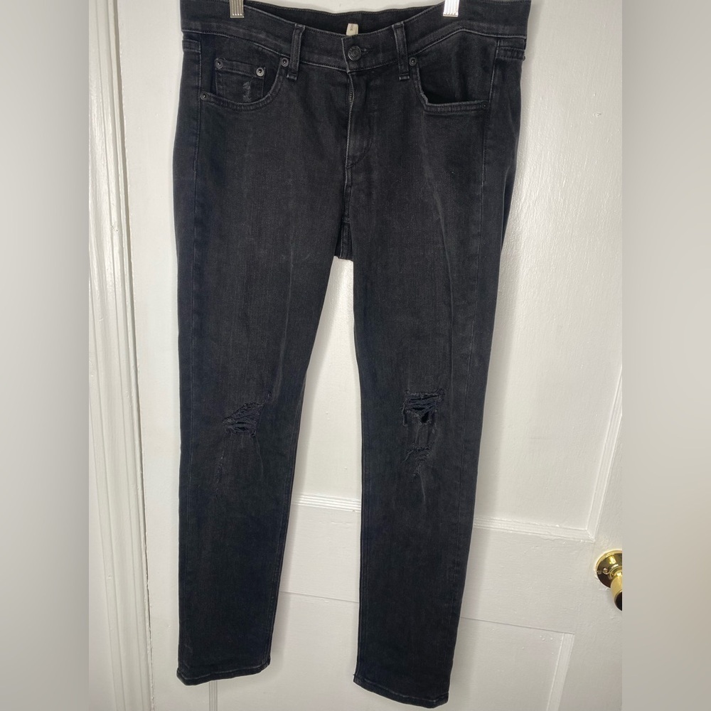 RAG & BONE Boyfriend Distressed Black Denim Jeans